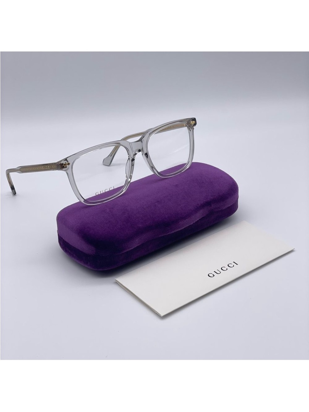 AUTHENTIC Gucci Transparent Frame with Gold-Trim Women's Glasses - Picture 3 of 14